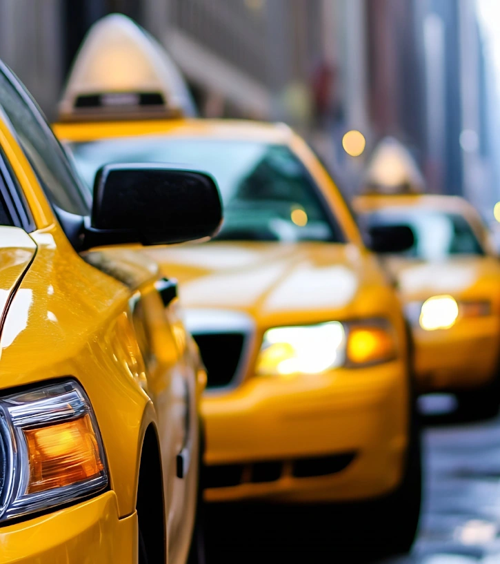 Yellow city taxis in motion representing user behavior and navigation flow