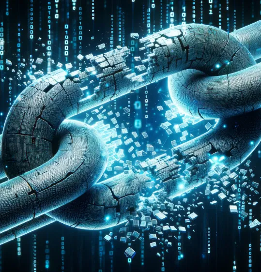 Broken link symbolizes weak backlinks that impact SEO