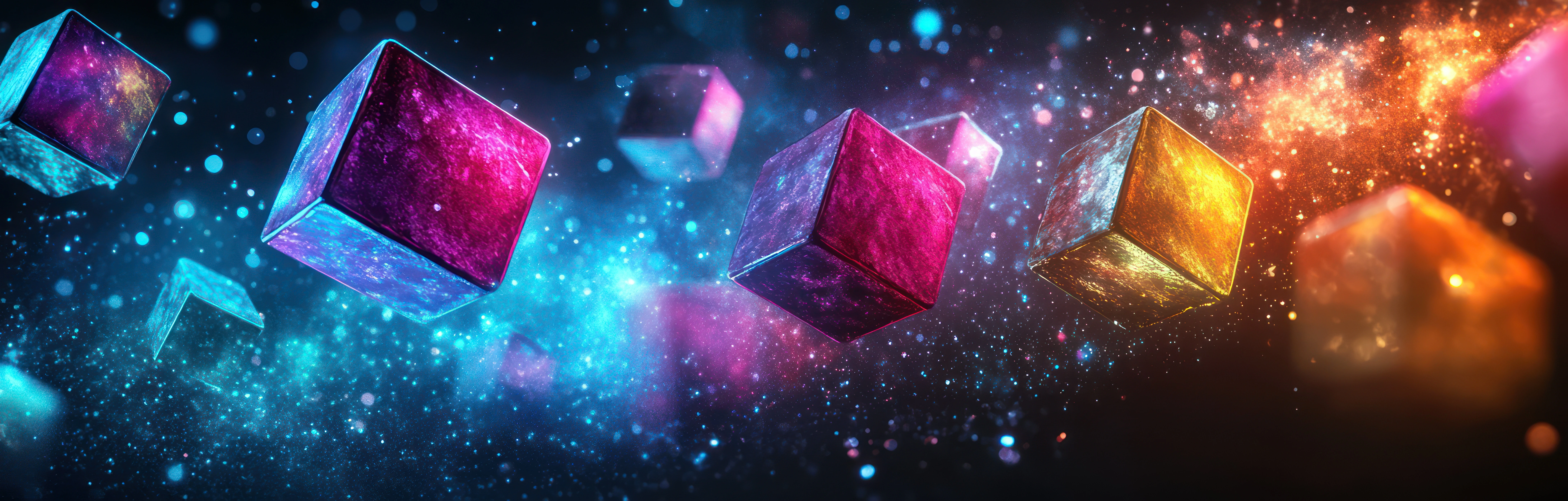 Colorful floating 3d shapes representing modern ui ux design elements