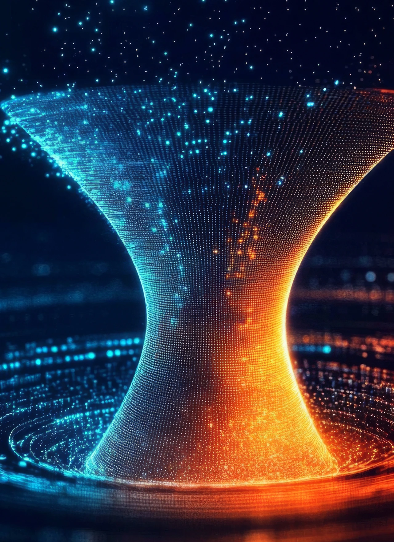 Illustration of a data integration funnel showing streamlined collection and processing