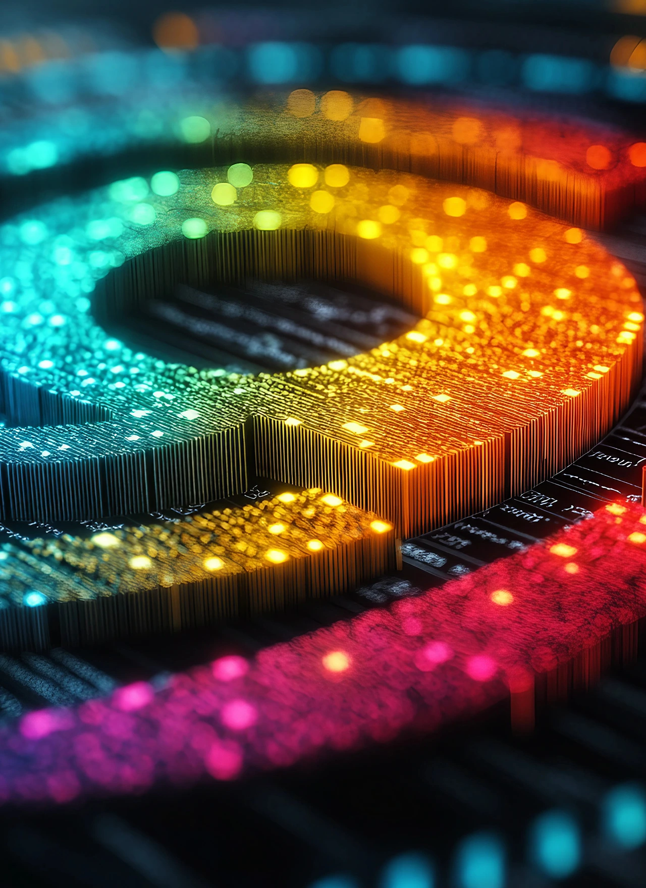 Abstract analytics symbol with at symbol for digital performance tracking