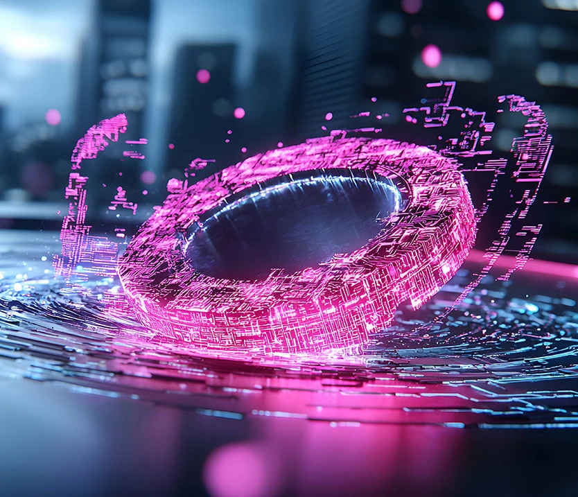 Digital space with floating elements for web design inspiration