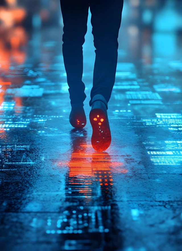 Man leaving digital footprints representing user behavior tracking
