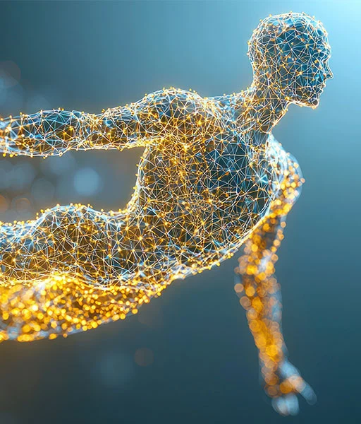 Digital flying robot representing engaging user experience