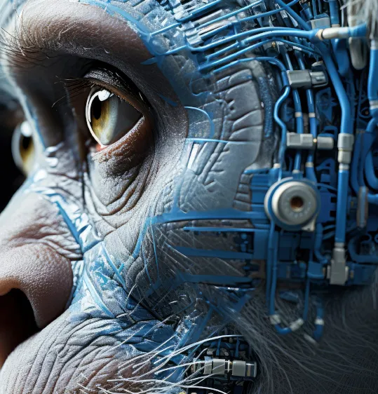 Evolution from ape to robot illustrating SEO technological advancement