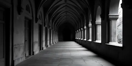 Architectural corridor symbolizing privacy and perspective in executive consulting