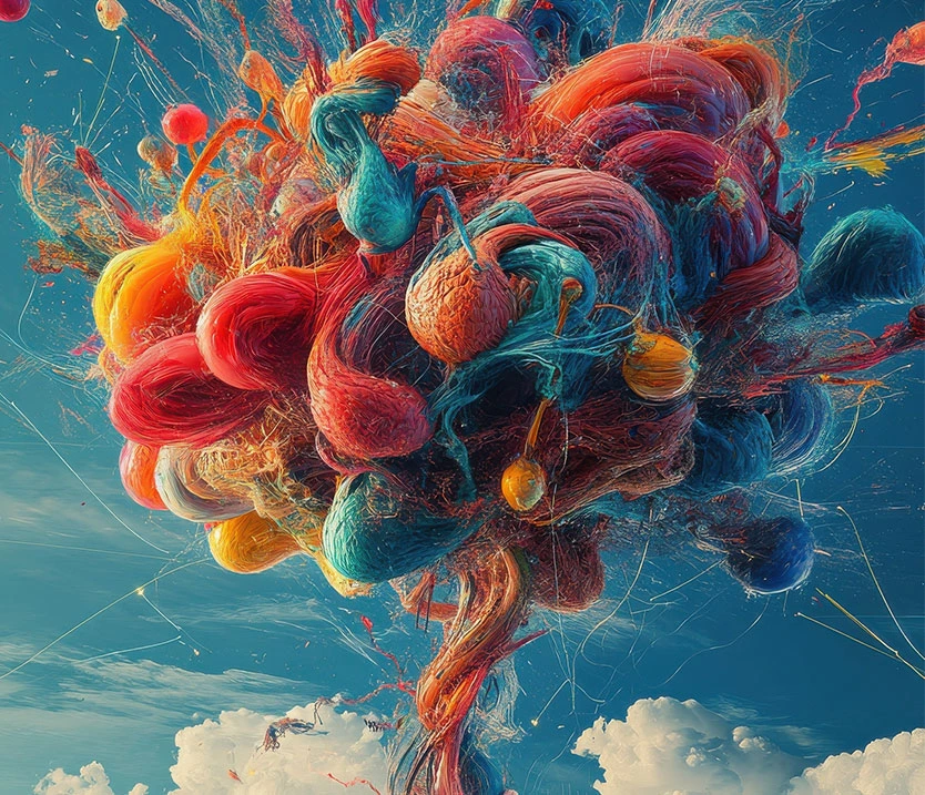 Abstract balloon with code representing innovation in graphic design