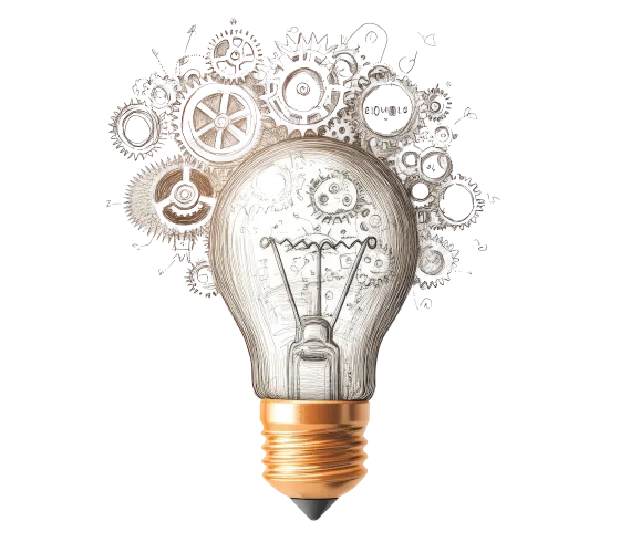 Light bulb symbolizes creative strategy and process-driven project management