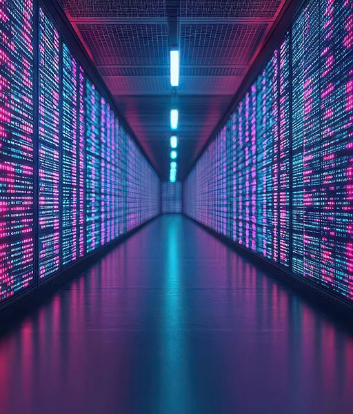 Server room representing scalable web design architecture