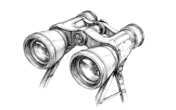 binocular symbolizing focus clarity and long term strategic vision